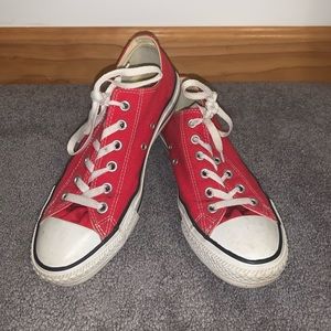 Red Converse Low Top Sneakers, Size 9 (W)